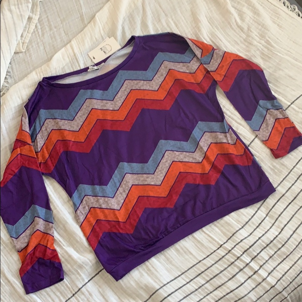 Purple & Orange Chevron Dolman Top Size XL